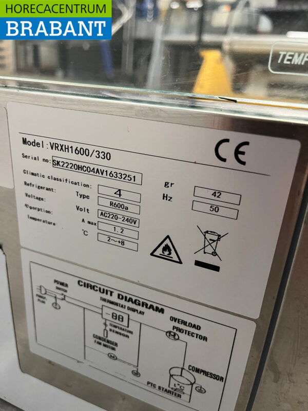 Edelstahl Saladiere 160 cm 7 x 1/4 GN 230V Horeca – Bild 5