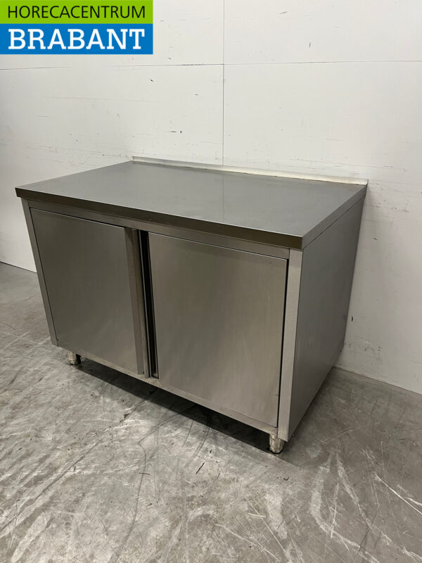 Edelstahl Arbeitsschrank 120 cm 2 Flügeltüren Catering – Bild 2
