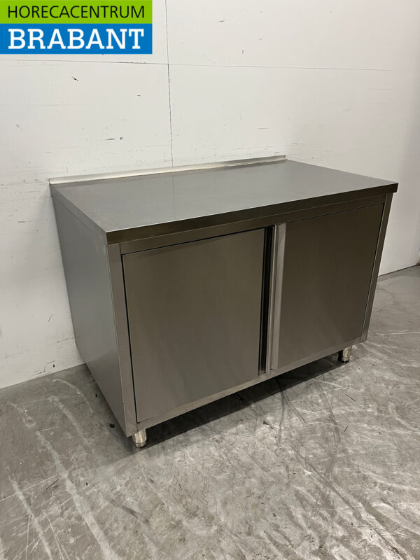 Edelstahl Arbeitsschrank 120 cm 2 Flügeltüren Catering – Bild 3