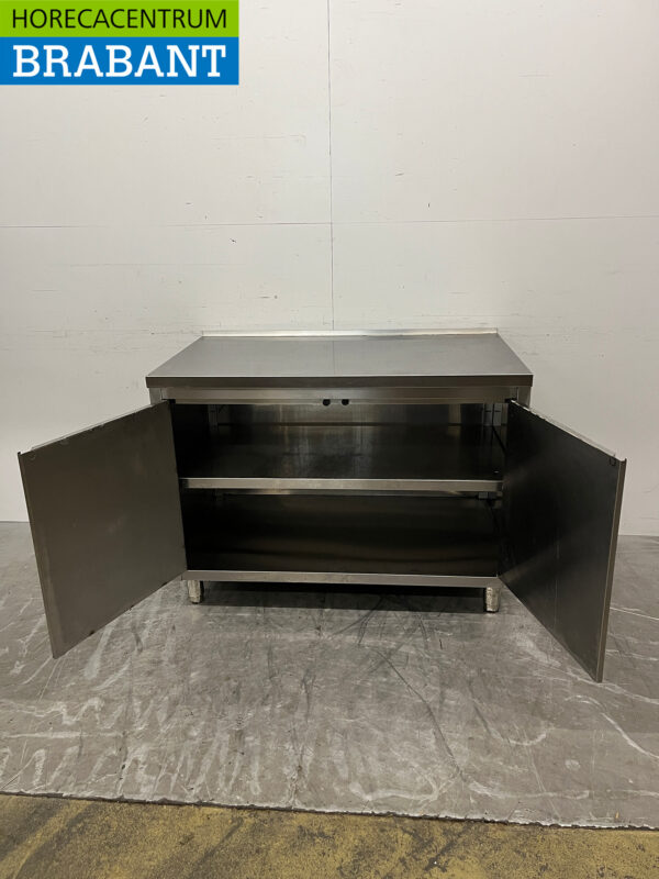 Edelstahl Arbeitsschrank 120 cm 2 Flügeltüren Catering – Bild 4