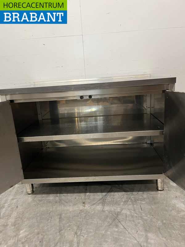 Edelstahl Arbeitsschrank 120 cm 2 Flügeltüren Catering – Bild 5
