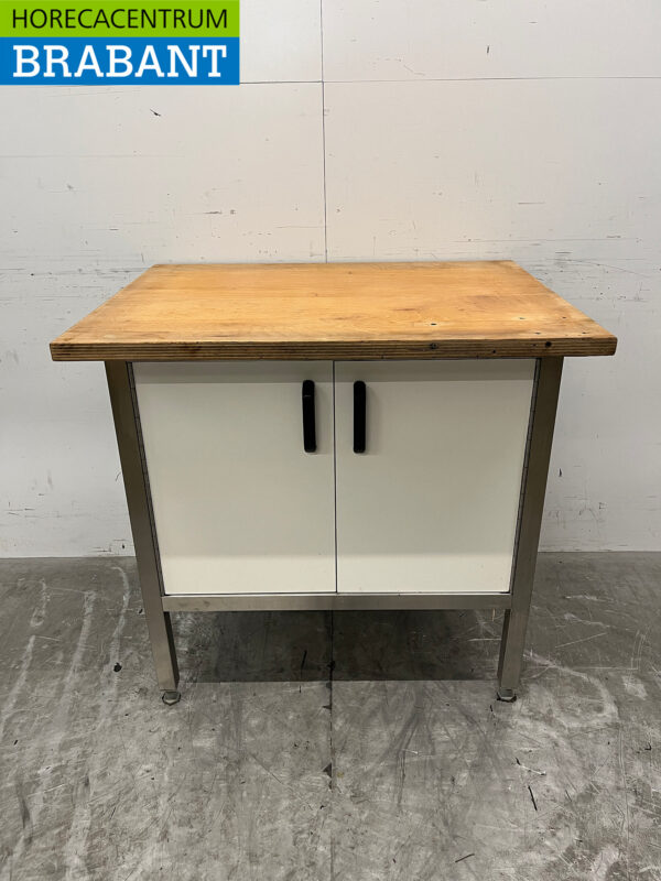 Edelstahl-Arbeitsschrank Arbeitstisch 90,5 cm 2 Flügeltüren Catering