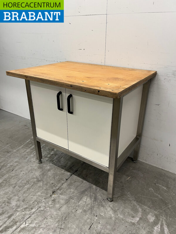 Edelstahl-Arbeitsschrank Arbeitstisch 90,5 cm 2 Flügeltüren Catering – Bild 2