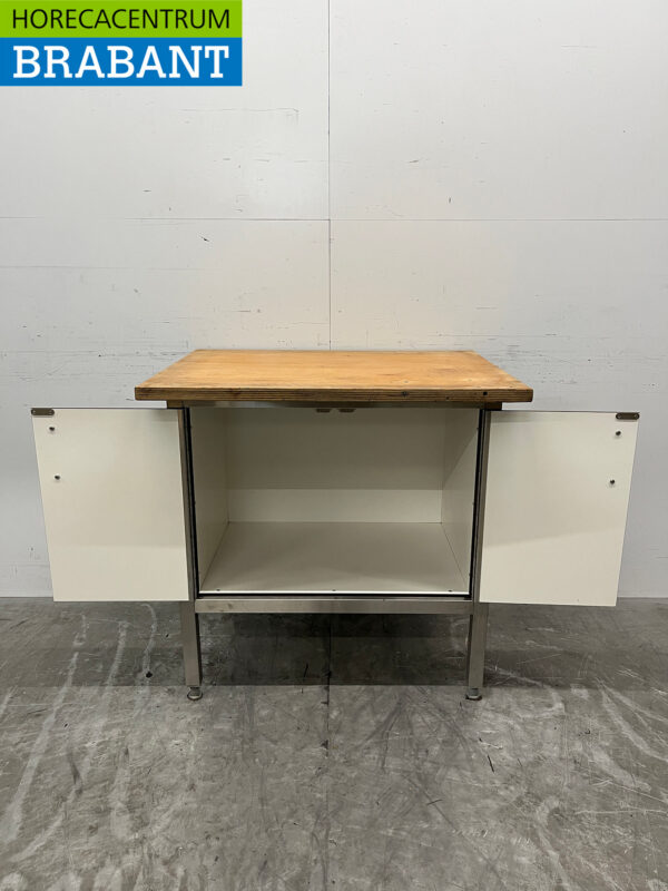 Edelstahl-Arbeitsschrank Arbeitstisch 90,5 cm 2 Flügeltüren Catering – Bild 4