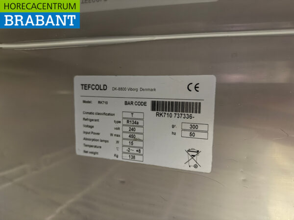 Tefcold Eintüriger Kühlschrank aus Edelstahl 520 Liter 230V Horeca – Bild 5