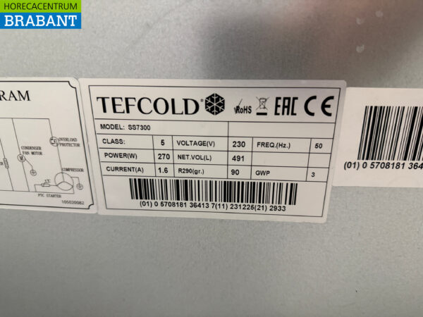 Tefcold Saladette aus Edelstahl 3 Türen 179 cm 230V Horeca – Bild 6