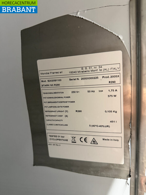 Mondial Gefrierschrank aus Edelstahl 451 Liter 230V Horeca – Bild 5