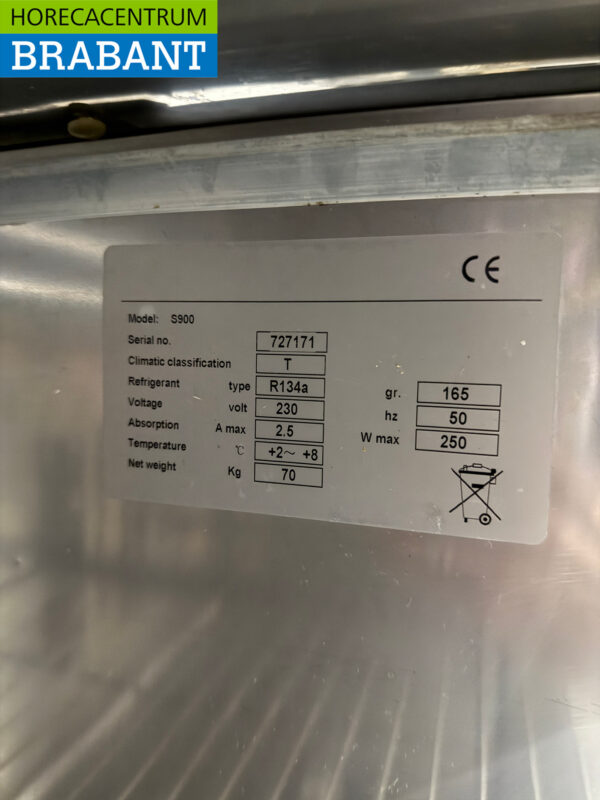 Profinox Saladette aus Edelstahl 90,5 cm 2 Türen 230V Horeca – Bild 6