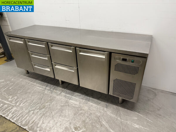 Edelstahl Afinox Gekühlte Werkbank 5 Schubladen und 2 Türen 230 cm 230V Horeca – Bild 2