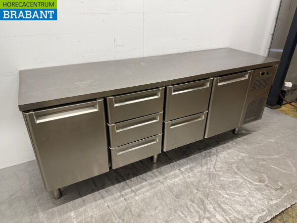 Edelstahl Afinox Gekühlte Werkbank 5 Schubladen und 2 Türen 230 cm 230V Horeca – Bild 3