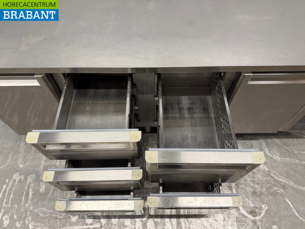 Edelstahl Afinox Gekühlte Werkbank 5 Schubladen und 2 Türen 230 cm 230V Horeca – Bild 5