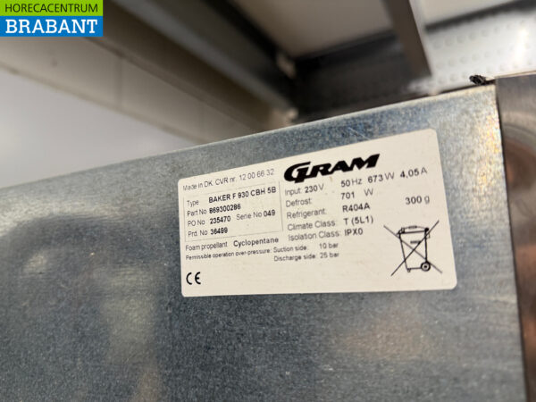 Edelstahl Gram Gefrierschrank 930 Liter Bakerynorm 230V Horeca – Bild 5