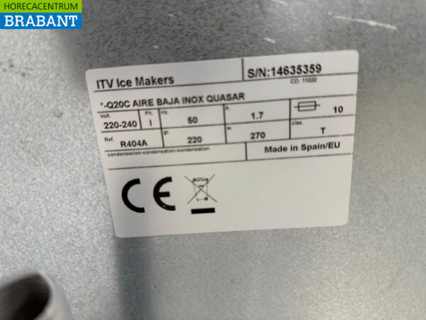 ITV Quasar Eiswürfelmaschine aus Edelstahl 24 kg pro Tag 6 kg Bunker 230V Horeca – Bild 5