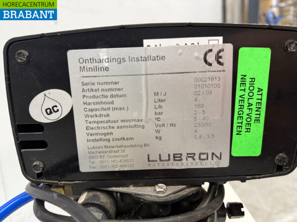 Lubron Miniline Automatischer Wasserenthärter 160 Liter pro Stunde 230V Horeca – Bild 6