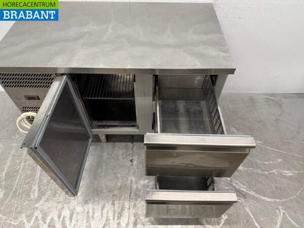 Edelstahl Studio 54 Gekühlte Arbeitsplatte 1 Tür 2 Schubladen 126 cm 230V Horeca – Bild 4