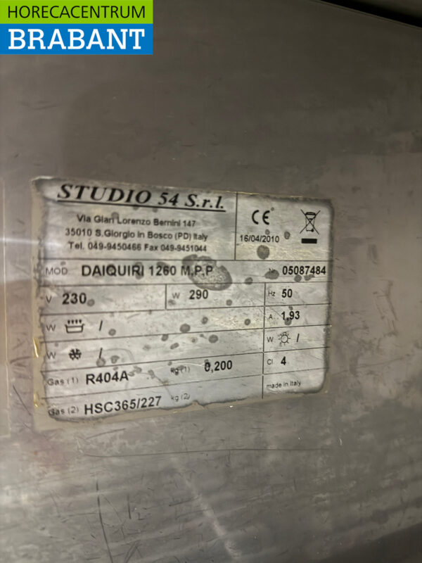 Edelstahl Studio 54 Gekühlte Arbeitsplatte 1 Tür 2 Schubladen 126 cm 230V Horeca – Bild 5