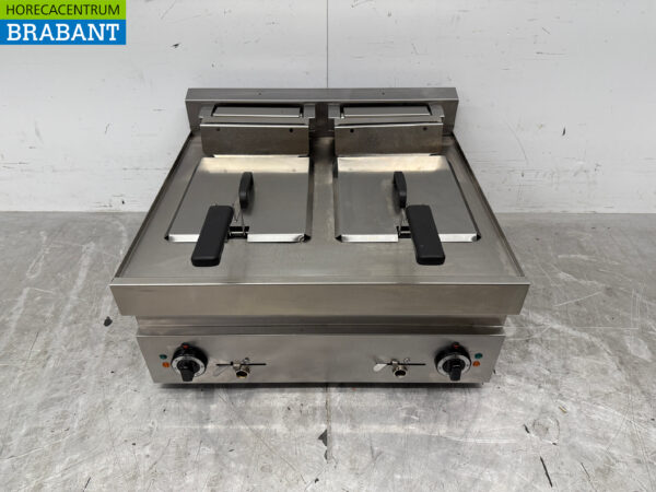 Edelstahl-Doppelaufsatzfritteuse 2 x 10 Liter 400V Horeca