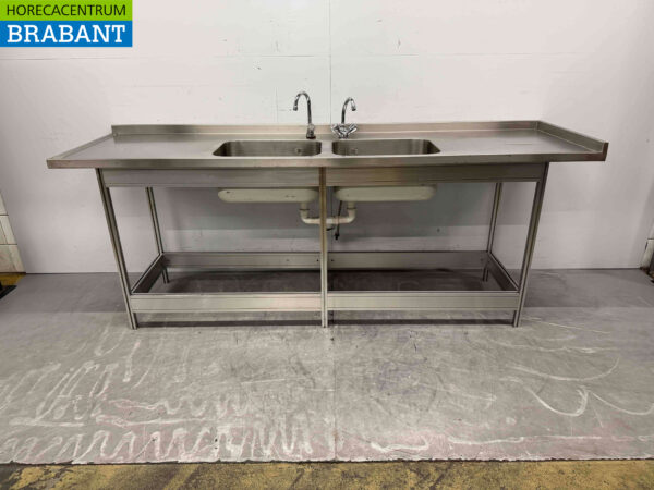 Edelstahlspüle Doppelspüle 243,5 cm Horeca