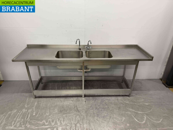 Edelstahlspüle Doppelspüle 243,5 cm Horeca – Bild 2