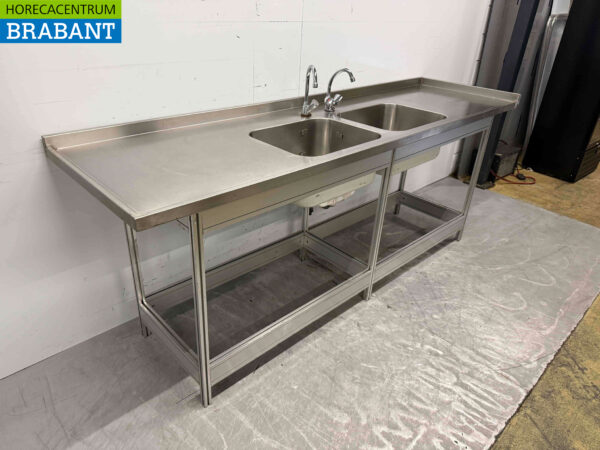 Edelstahlspüle Doppelspüle 243,5 cm Horeca – Bild 3