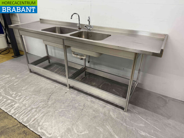 Edelstahlspüle Doppelspüle 243,5 cm Horeca – Bild 4
