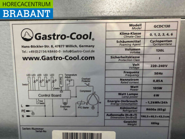 Gastro-Cool Glastürkühlschrank Getränkekühlschrank 155 Liter 230V Horeca – Bild 5