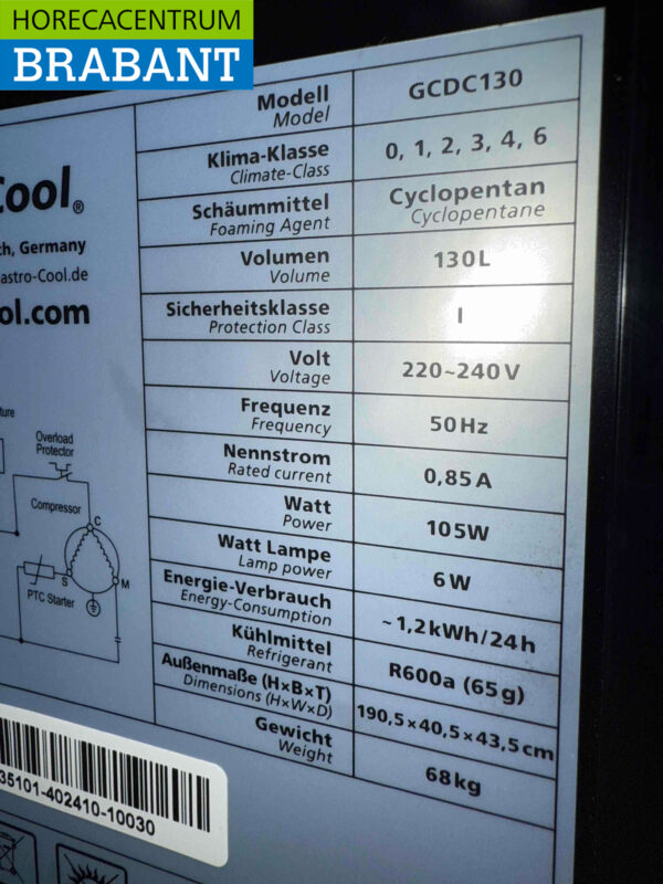 Gastro-Cool Glastürkühlschrank Getränkekühlschrank 155 Liter 230V Horeca – Bild 5