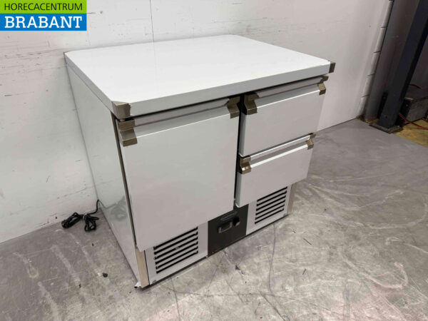 Edelstahl Combisteel Gekühlte Werkbank 1 Tür und 2 Schubladen 90 cm 230V Horeca – Bild 3