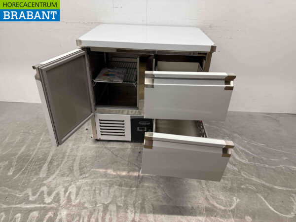 Edelstahl Combisteel Gekühlte Werkbank 1 Tür und 2 Schubladen 90 cm 230V Horeca – Bild 4