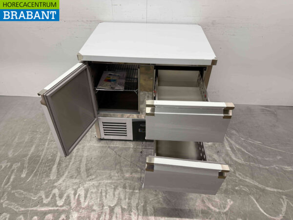 Edelstahl Combisteel Gekühlte Werkbank 1 Tür und 2 Schubladen 90 cm 230V Horeca – Bild 5