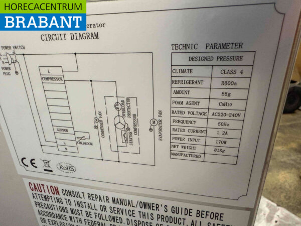 Edelstahl Combisteel Gekühlte Werkbank 1 Tür und 2 Schubladen 90 cm 230V Horeca – Bild 6