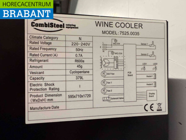 Combisteel Weinkühler Weinkühlschrank 2 Zonen 154 Flaschen 230V Horeca – Bild 6