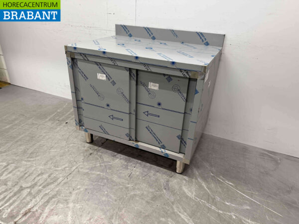 Edelstahl Arbeitsschrank Arbeitstisch 2 Schiebetüren 100 cm Horeca – Bild 3