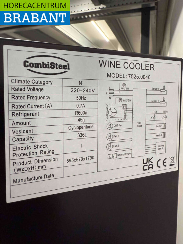 Combisteel Weinkühler Weinkühlschrank 122 Flaschen 230V Horeca – Bild 6