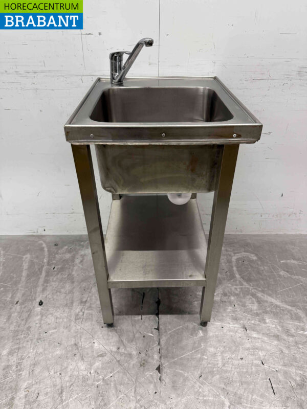 Spülbecken aus Edelstahl mit Wasserhahn 50 x 60 cm Horeca