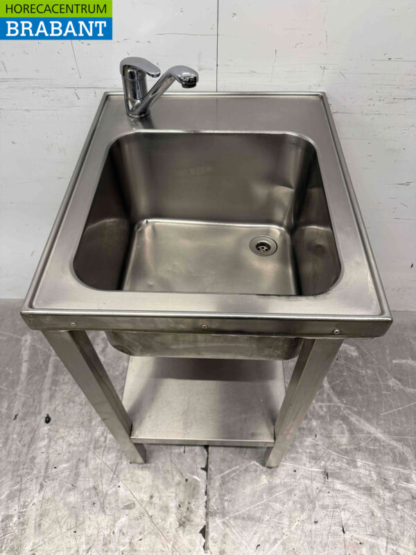 Spülbecken aus Edelstahl mit Wasserhahn 50 x 60 cm Horeca – Bild 4