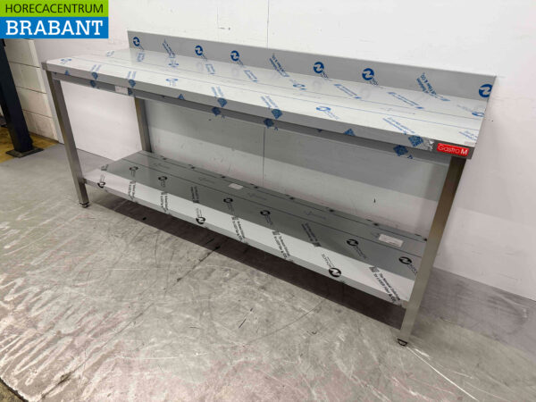 Gastro M Edelstahl Arbeitstisch mit Unterregal 200 x 60 x 88 cm Catering – Bild 3