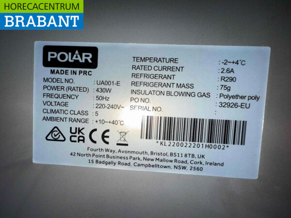 Polar UA001 Kühlschrank Kühlschrank 550 Liter 230V Horeca – Bild 5