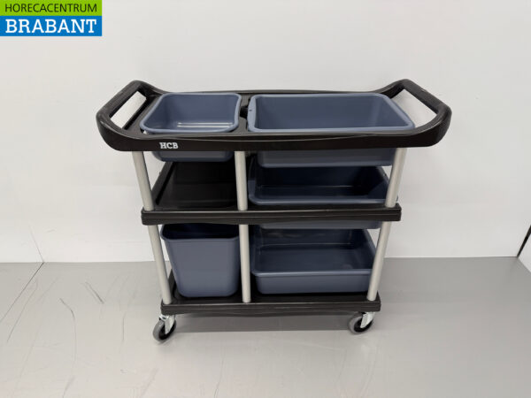 Kunststoff-Abräumwagen 3 Etagen mit 5 Behältern 104 cm Catering