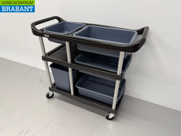 Kunststoff-Abräumwagen 3 Etagen mit 5 Behältern 104 cm Catering – Bild 2