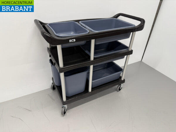Kunststoff-Abräumwagen 3 Etagen mit 5 Behältern 104 cm Catering – Bild 3