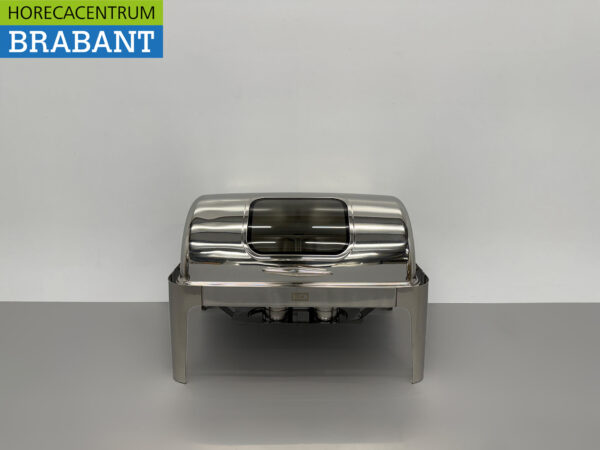 HCB Chafing Dish Rolltop aus Edelstahl - Schauglas - 9 Liter - 2 x 1/2 GN Horeca