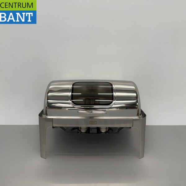 HCB Chafing Dish Rolltop aus Edelstahl - Schauglas - 9 Liter - 2 x 1/2 GN Horeca