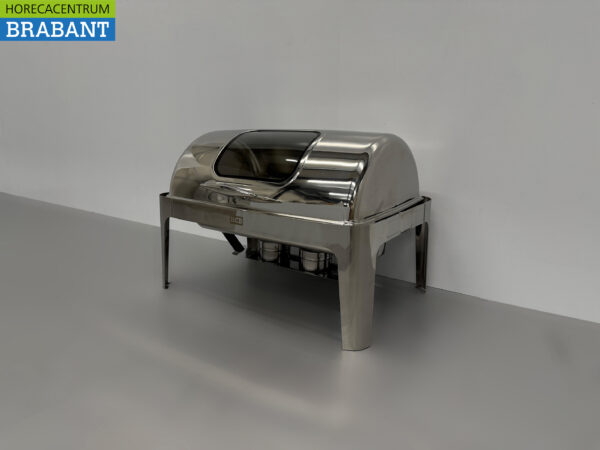 HCB Chafing Dish Rolltop aus Edelstahl - Schauglas - 9 Liter - 2 x 1/2 GN Horeca – Bild 2