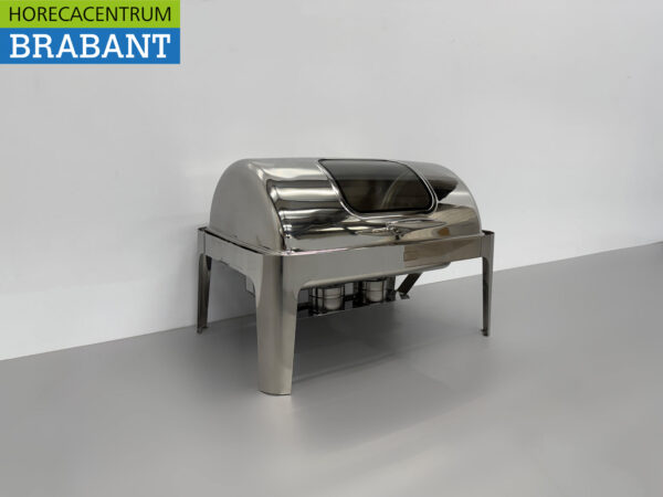 HCB Chafing Dish Rolltop aus Edelstahl - Schauglas - 9 Liter - 2 x 1/2 GN Horeca – Bild 3