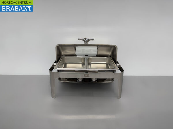 HCB Chafing Dish Rolltop aus Edelstahl - Schauglas - 9 Liter - 2 x 1/2 GN Horeca – Bild 4