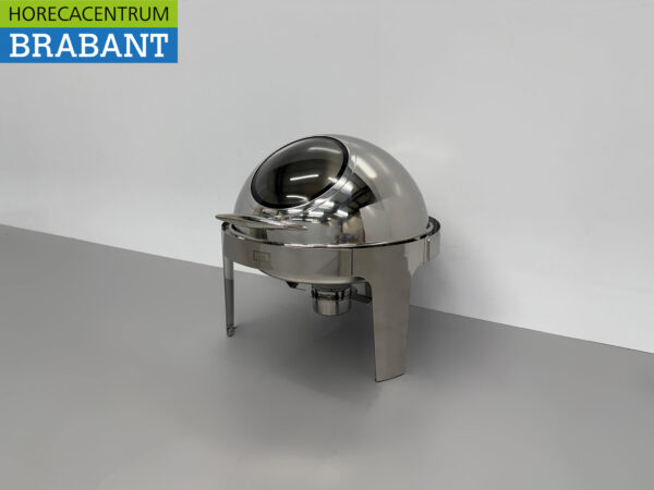 HCB Runder Chafing Dish Rolltop aus Edelstahl - Schauglas - 6 Liter - Horeca – Bild 2