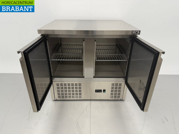 Gekühlte Werkbank aus Edelstahl 2 Türen 90 cm 230V Horeca – Bild 4