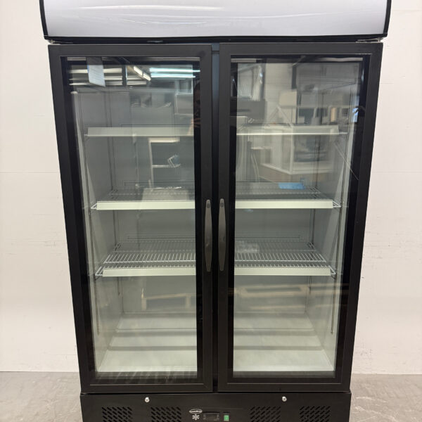 Combisteel Doppeltüriger Glastürkühlschrank auf Rädern 1079 Liter 230V Horeca