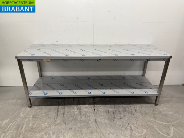 Arbeitstisch aus Edelstahl mit Ablagefläche 220 x 70 x 90,5 cm Catering